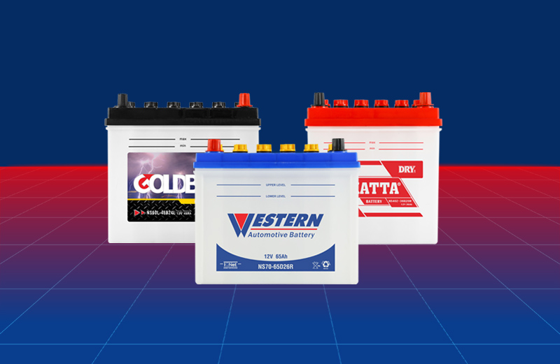 Classic dry charged car batteries come with dry cells for long storage time.jpg